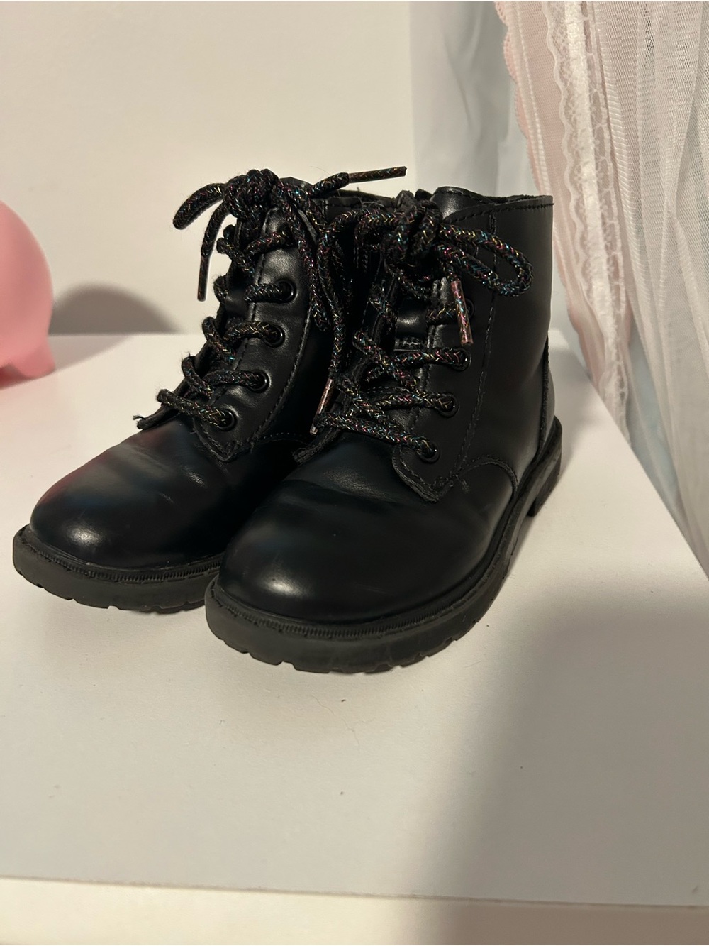 Old Navy Kids Black Lace-Up Combat Boots